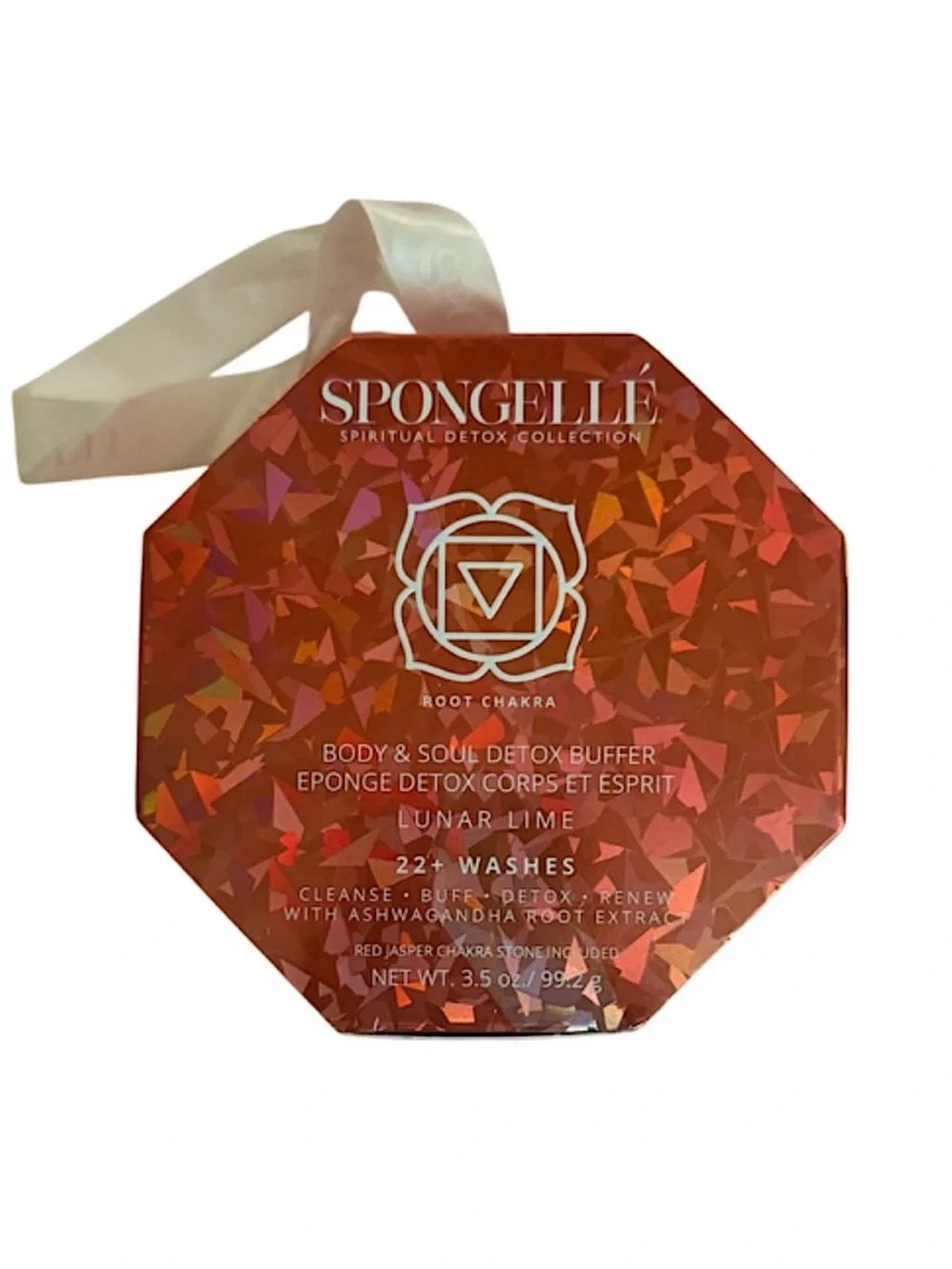 Spongelle Spiritual Detox Buffer Lunar Lime with Red Jasper Root Chakra Stone